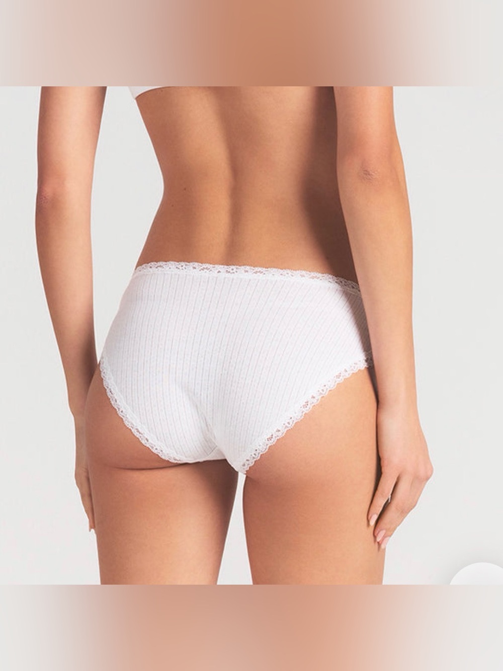🤍 NWT SKIMS Lightweight Cotton Pointelle Lace Trim Brief | Snow | S 🤍